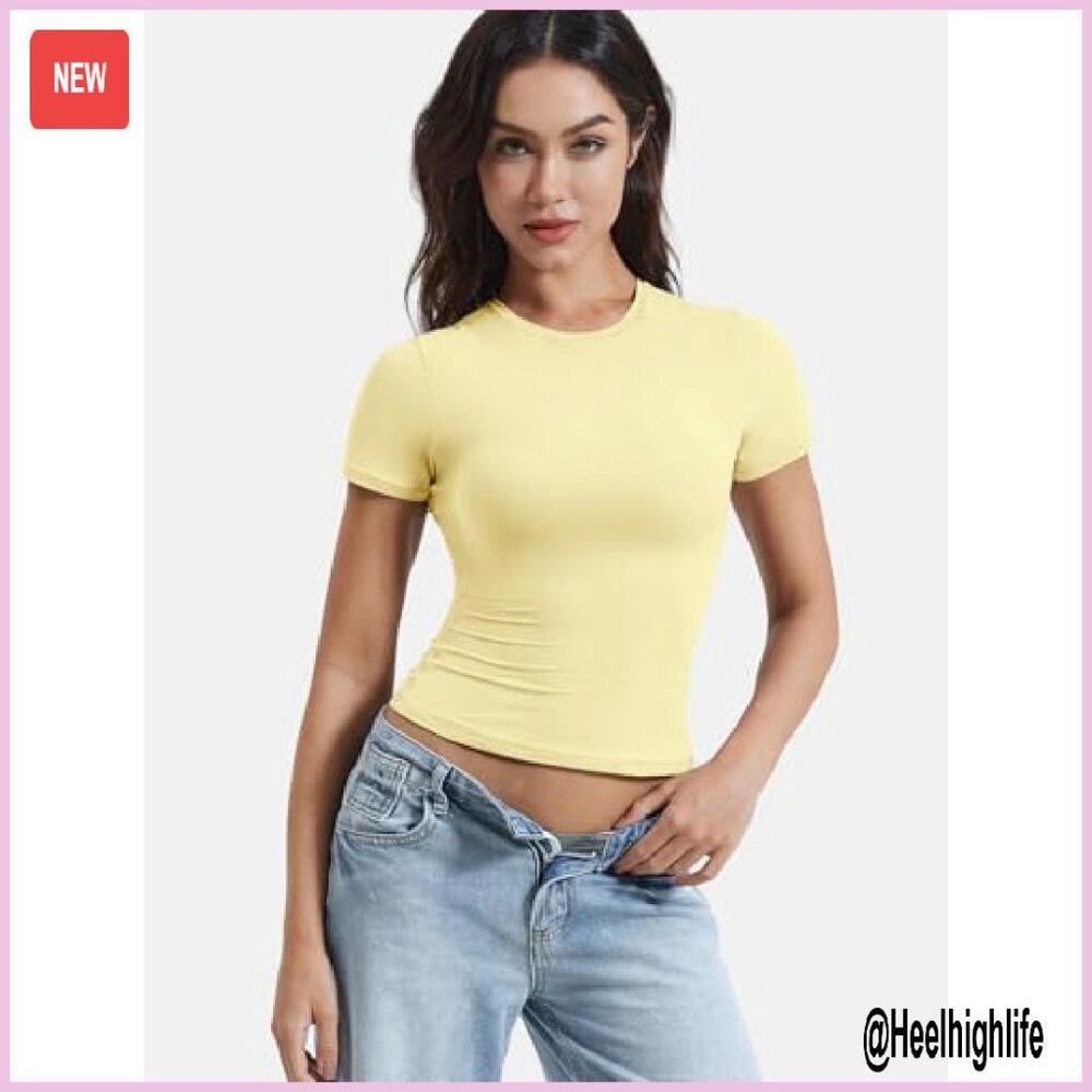 Fitted Compression Crop Top Double Lined Workout … - image 7